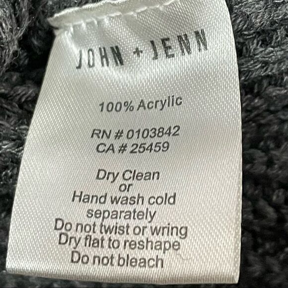 John + Jenn Lace Up Cold Shoulder Long Sleeve Sweater Dark Gray Size Medium - Picture 5 of 9